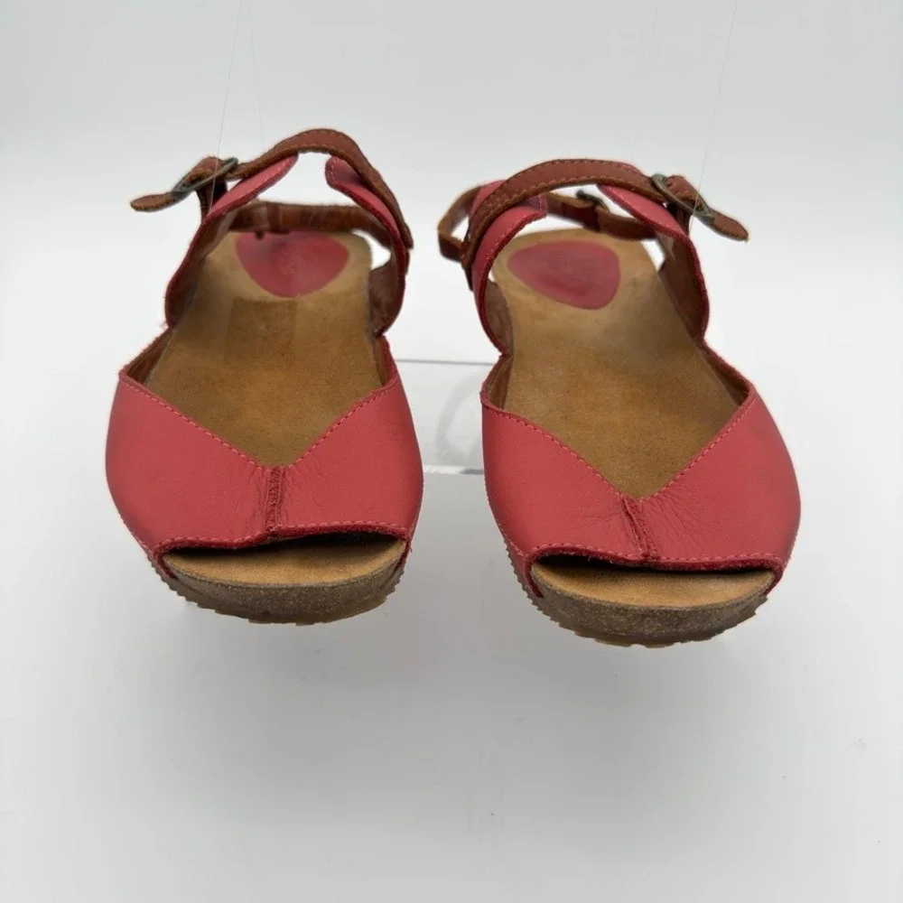 Sergio Tomani Leather Slingback Comfort Sandals Coral Pink EU 40 Womens